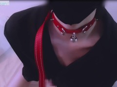'黒シャツを着たオスネコのニャン♡ニャン♡自慰行為　首輪 リード 色白 細身 素人 個人撮影 自撮り 鎖骨 