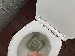 Shoot my cum load into a public toilet because my work colleagues make me so horny