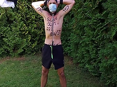Uncut Gay Slave Exposed Outdoor Party In Penis Cage Striptease Humiliating Body Writing 4 Min