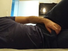 'Wet big dick masturbating in bed'