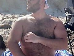 'Gay Bear jerking at nude beach asking strangers to watch gaybear brian_thickbear'