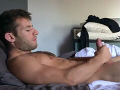 strung up Jock draining Off Alone in his room