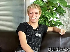 Sensual Blonde Uk Twink Stretching Dick While Interviewed