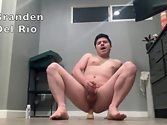 Branden Del Rio bare riding a faux-cock