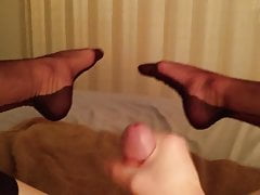 Ruined orgasm then real in stockings