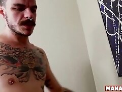 'MANALIZED Inked Stud Fucks Mickey Carpathio After Blowjob'