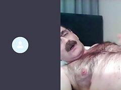Hairy daddy masturbates on webcam