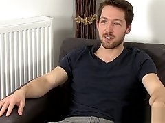 Handsome Brit jock Jason Stark wanking off after sex intervi