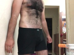 'Hard perfect hairy body solo guy I ejaculate by fucking my hand'